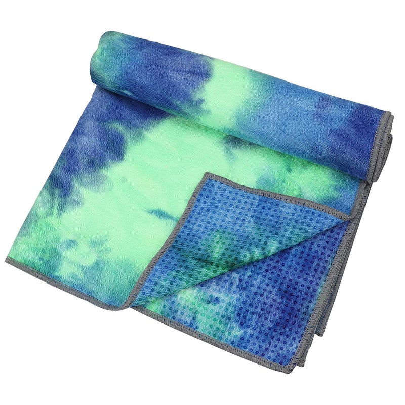 Pefi Yoga Towels , Non Slip Hot Yoga Towel Skidless Waffle Texture, 100% Absorbent Odorless Microfiber Yoga Blanket, Standard Sized 24 inchx72 inch Mat Towel,for Hot Yoga, Bikram, Pilates (Bule & Green)â€¦1 - Image 4